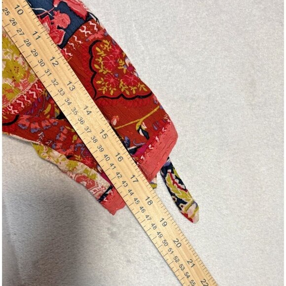 Jones New York Top Womens 1X Mix Floral Boho Patchwork Artsy Split Neck Blouse - Picture 5 of 9